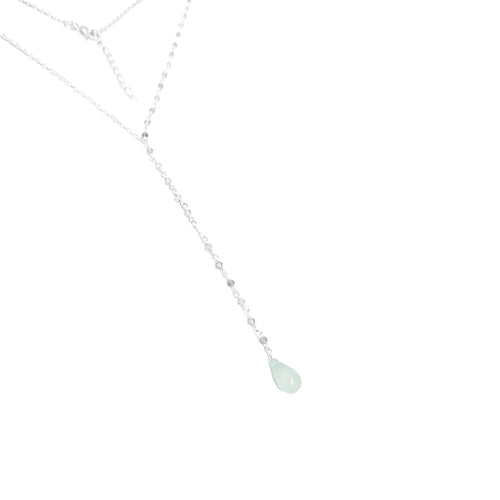 Labradorite And Prehnite Shiny Silver Necklace