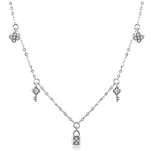 Load image into Gallery viewer, Silver Lock &amp; Key Necklace With Cubic Zirconia
