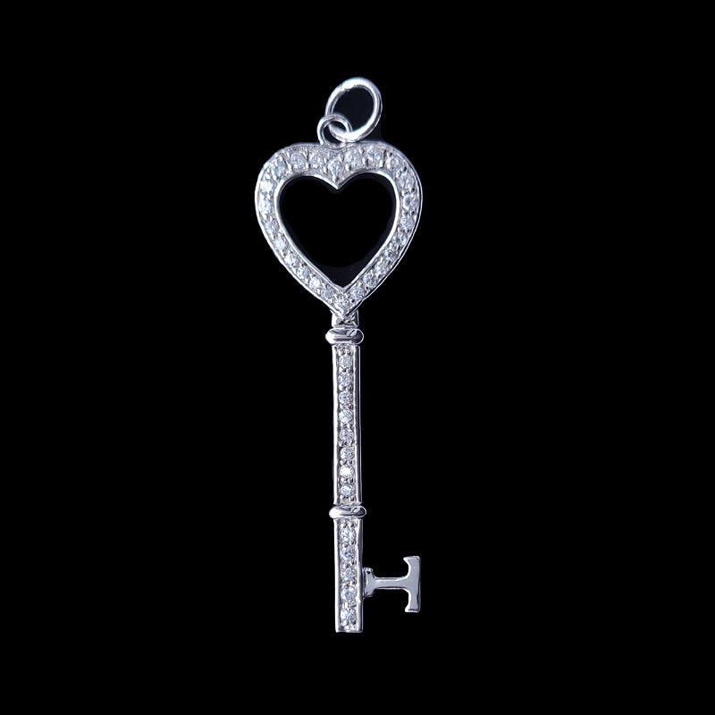 Heart Key Pendant With Cubic Zirconia