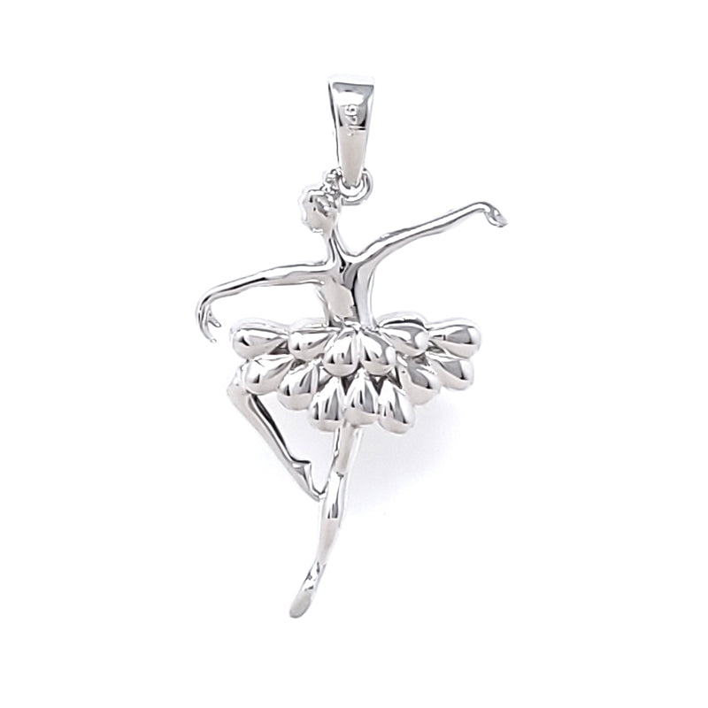 Silver Ballerina Pendant With Ruby Cubic Zirconia