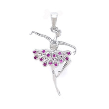 Charger l&#39;image dans la galerie, Silver Ballerina Pendant With Ruby Cubic Zirconia