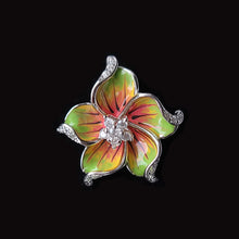 Load image into Gallery viewer, Flower Enamel Hand-Painted Pendant With Cubic Zirconia