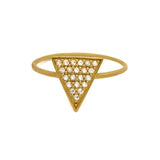 Gold Plated Matte-Finished White Zircon Triangle Ring