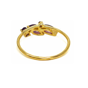 Gold Plated Amethyst And Pink Tourmaline Ring