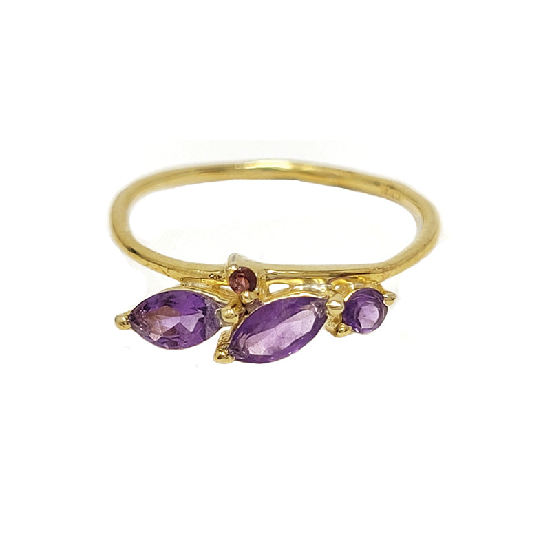 Gold Plated Amethyst And Pink Tourmaline Ring