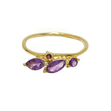 Load image into Gallery viewer, Gold Plated Amethyst And Pink Tourmaline Ring