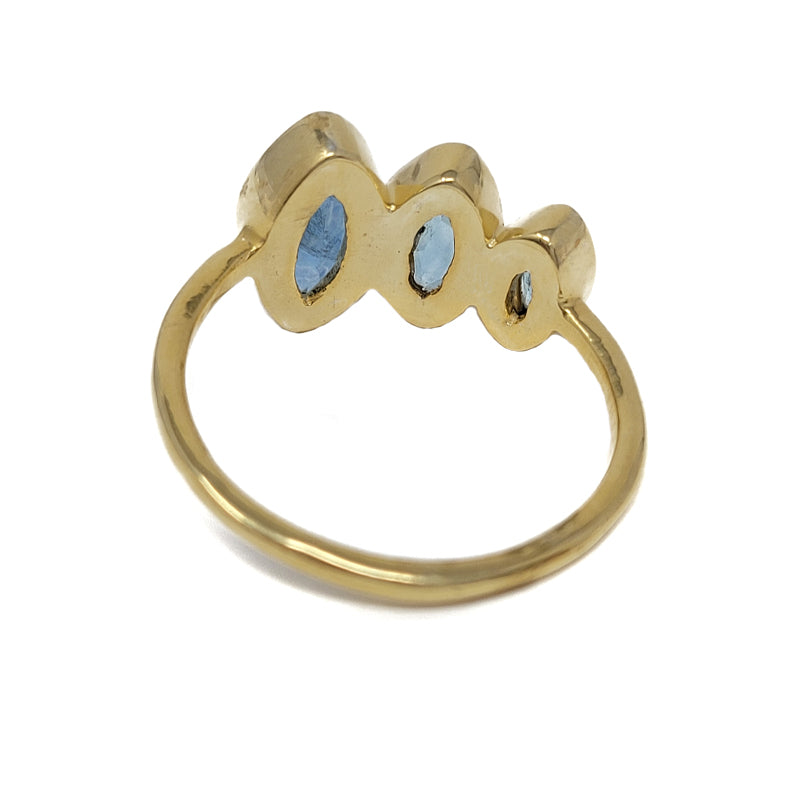 Triple Marquise Shaped Gold Plated Apatite Ring