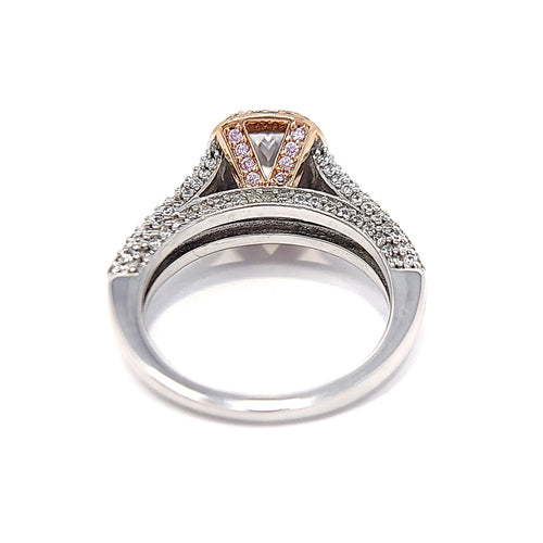 Silver Two-Tone Rose Gold Plated Pink And Clear Cubic Zirconia Ring