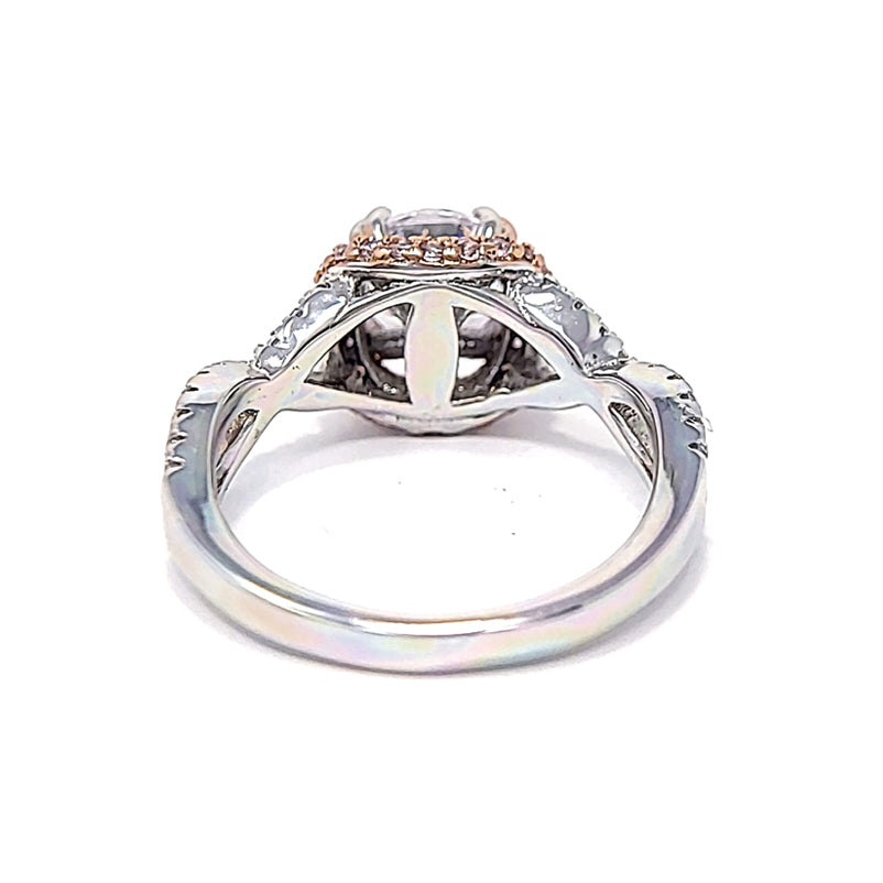 Silver Two-Tone Rose Gold Plated Twisted Pink And Clear Cubic Zirconia Ring