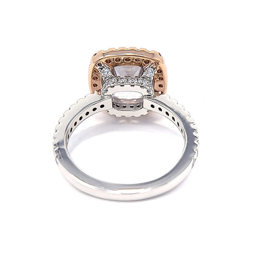 Silver Two-Tone Rose Gold Plated Pink And Clear Cubic Zirconia Ring