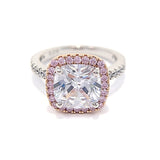 Silver Two-Tone Rose Gold Plated Pink And Clear Cubic Zirconia Ring