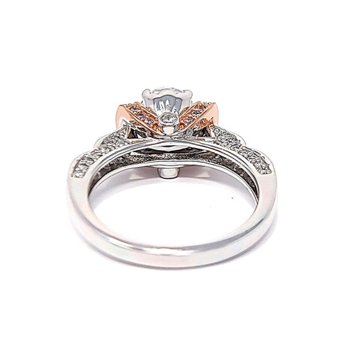 Silver Two-Tone Rose Gold Plated Pink And Clear Cubic Zirconia Ring