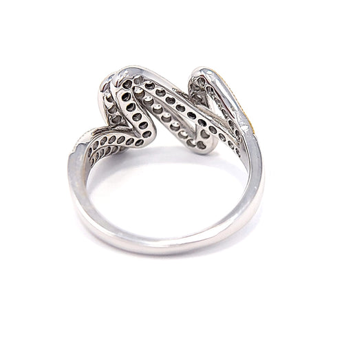 Silver Scribble Two-Tone Gold Plated Cubic Zirconia Ring