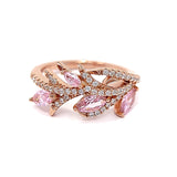 Silver Rose Gold Plated Pink And Clear Cubic Zirconia Ring