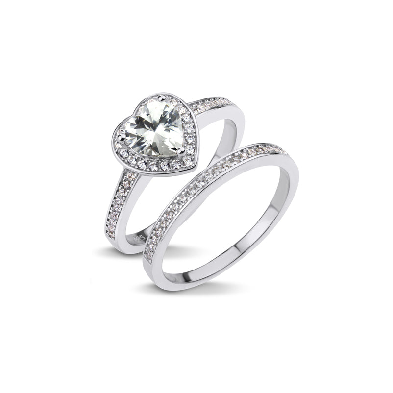 Silver Heart Ring Set With Cubic Zirconia – JewelleryMatters Silver Heart Ring Set With Cubic Zirconia – JewelleryMatters