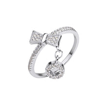 Load image into Gallery viewer, Bow &amp; Dangling Circle Ring With Cubic Zirconia