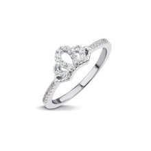 Load image into Gallery viewer, Silver Crown Ring With Cubic Zirconia