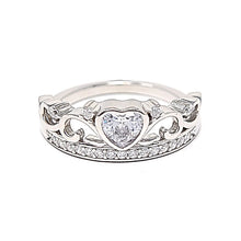 Load image into Gallery viewer, Silver Heart Tiara Cubic Zirconia Ring