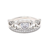 Silver Heart Tiara Cubic Zirconia Ring