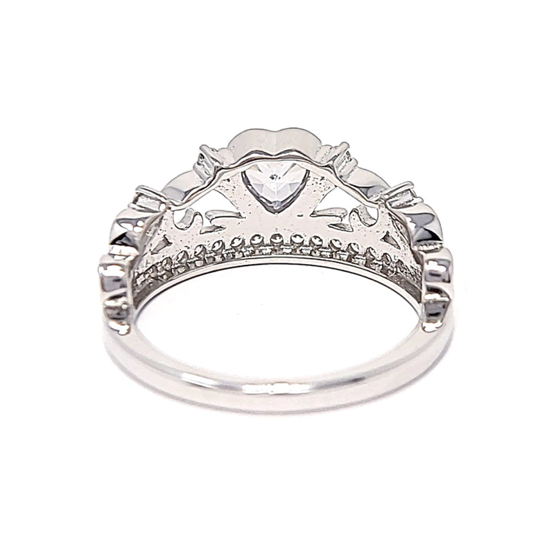 Silver Heart Tiara Cubic Zirconia Ring