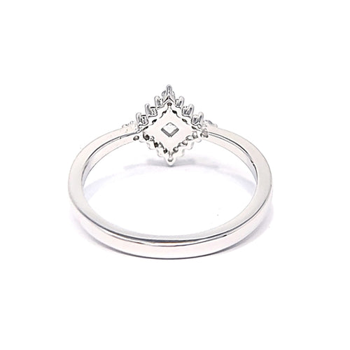 Silver Cubic Zirconia Princess Halo Ring