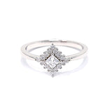 Silver Cubic Zirconia Princess Halo Ring