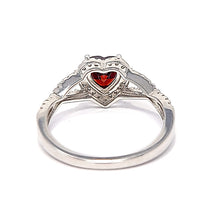 Load image into Gallery viewer, Silver Heart Garnet And Clear Cubic Zirconia Ring
