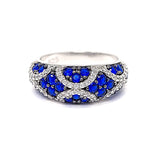 Silver Blue Spinel And Clear Cubic Zirconia Pave Ring