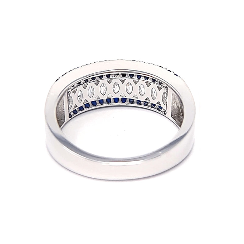 Silver Blue Spinel And Clear Cubic Zirconia Ring