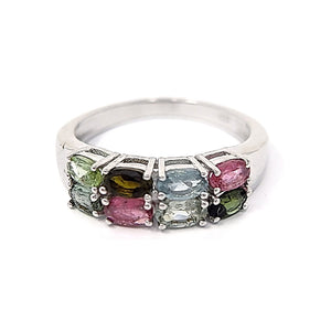 Silver Multi Tourmaline Ring