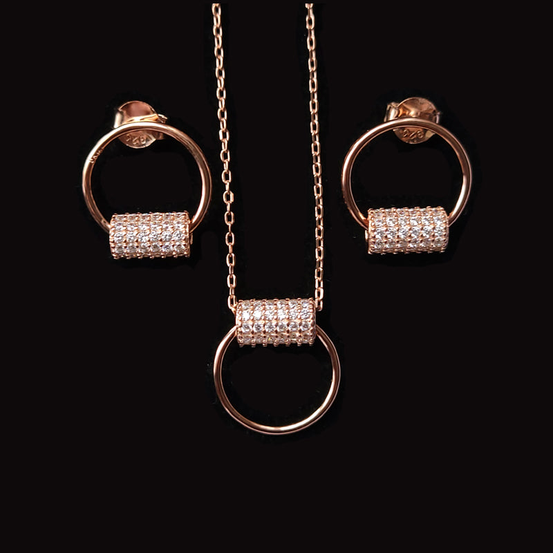 Rose Gold Plated Set With Cubic Zirconia