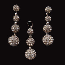 Load image into Gallery viewer, Silver Necklace Earrings Set With Crystals