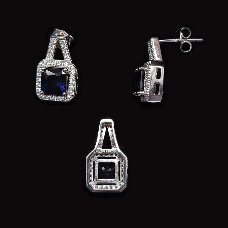 Silver Pendant Earrings Set With Cubic Zirconia