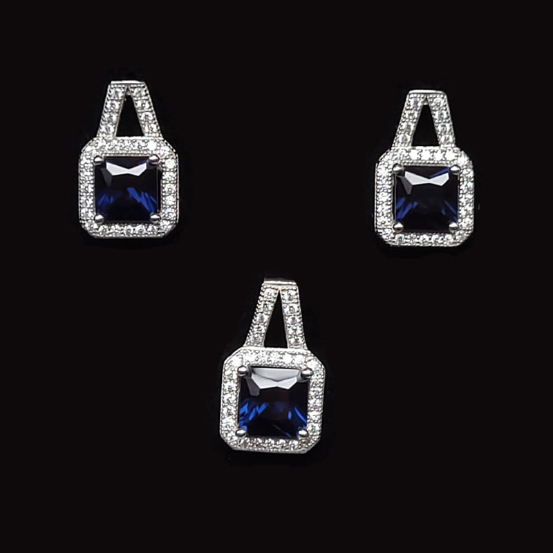 Silver Pendant Earrings Set With Cubic Zirconia