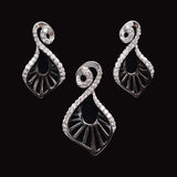 Black Rhodium Plated Pendant Earrings Set With Cubic Zirconia